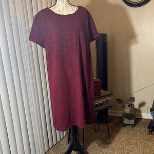 LOFT Burgundy Midi Shift Dress